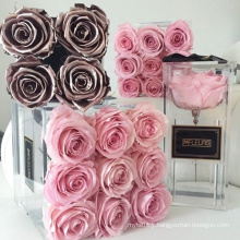 Custom Rectangle Round Square Plexiglass Acrylic Roses Flower Box